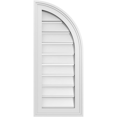 Ekena Millwork Quarter Round Top Right Surface Mount PVC Gable Vent w/ 2"W x 1-1/2"P Brickmould Frame, 12"W x 28"H GVPQR12X2802SF